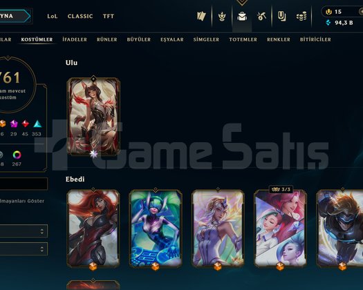 761 KOSTUM 795 LEVEL YUKSELEN EFSANE AHRİ+PRESTİJ