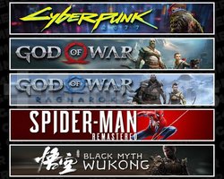 Cyberpunk +GOW +Ragnarök +Spider 1 +Wukong
