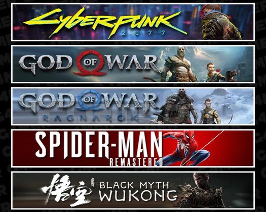 Cyberpunk +GOW +Ragnarök +Spider 1 +Wukong