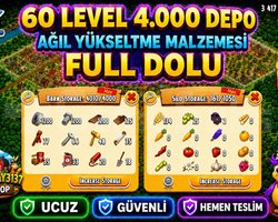 60 LEVEL 4000 DEPO FULL AĞIL DOLU HESAP
