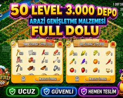 50 LEVEL 3000 DEPO FULL ARAZİ DOLU HESAP