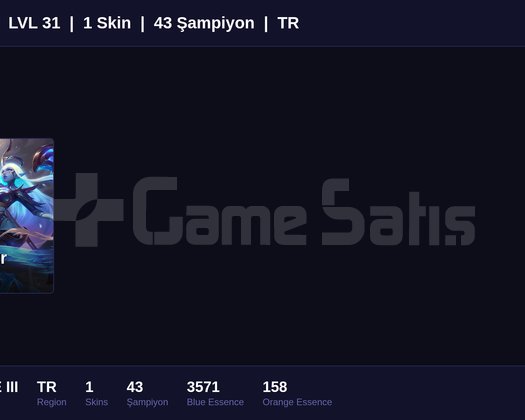 TR / 31 LVL + 1 SKİN + BRONZE III !!