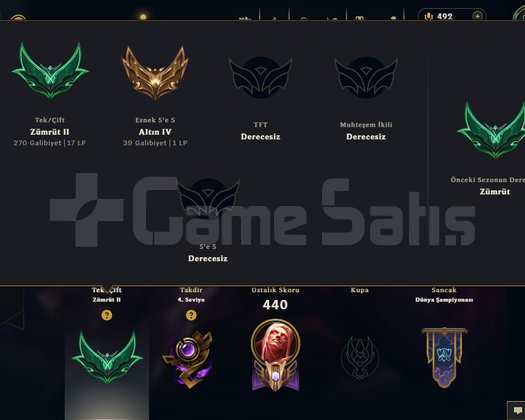 LoL Tr 320lvl-121kostüm-tek çift zümrüt2- 490rp