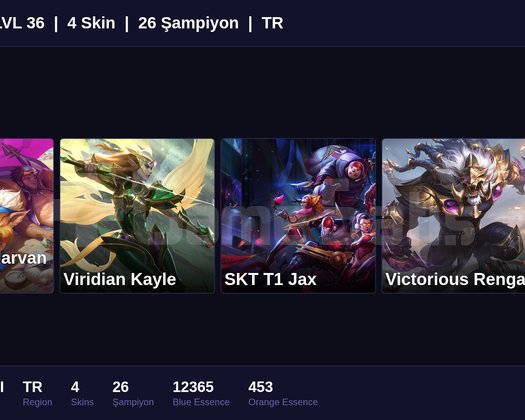TR / 36 LVL + 4 SKİN + SILVER II !!