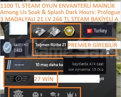 3 MADALYALI 21 LV 266 TL STEAM BAKİYELİ 1100 TL ST