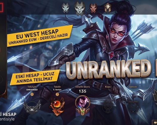 EUW / +30 LVL + DERECELİ HAZIR - ESKİ HESAP + UCUZ