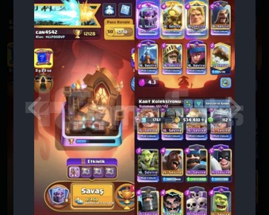 Kaçmaz bb 17 hesap ve Dolu clash Royal