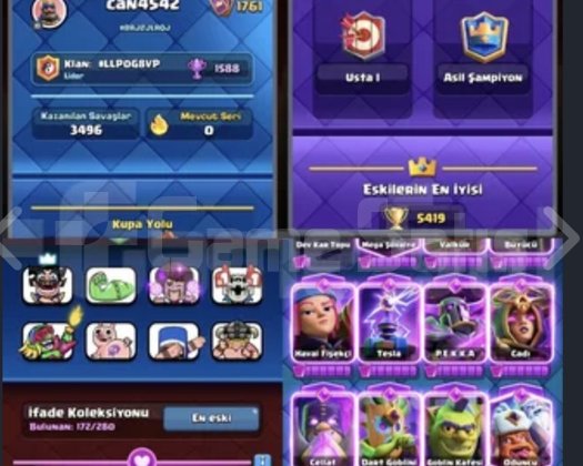 Kaçmaz bb 17 hesap ve Dolu clash Royal