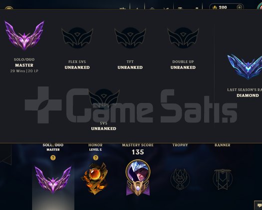 EUW MASTER 65 WR 20 LP HESAP / 1000LP MMR