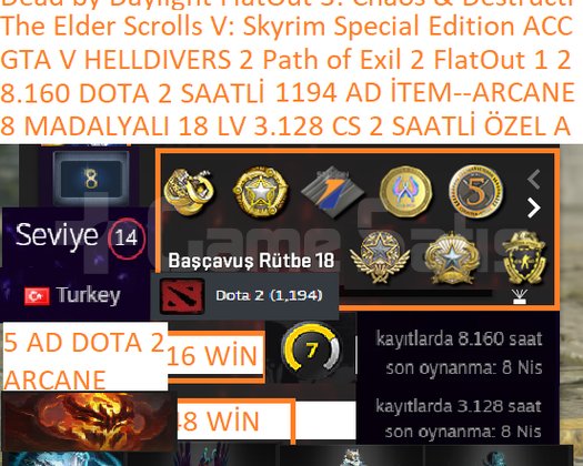 8 MADALYALI 18 LV 5 AD ARCANE DOTA 2 GTA V HELLDIV