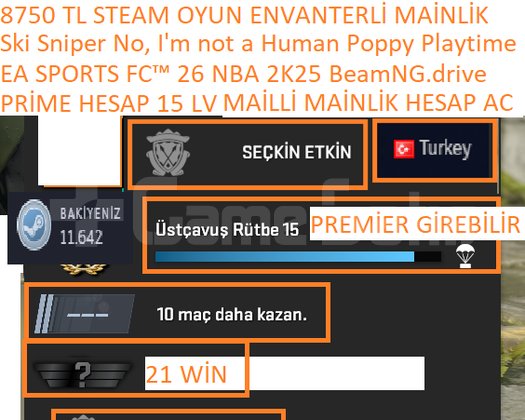 PRİME HESAP 15 LV EA SPORTS FC 26 NBA 2K25 BeamNG.