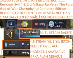 1 MADALYALI 9 LV RED DEAD 2 RESIDENT EVIL 4-3-2-1-