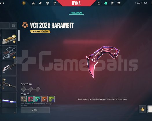 593 LEVEL DOLU VCT2025 KARAMBİT 35K YATIRILDI
