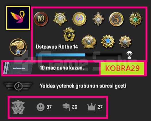 12 MADALYA 1165 WİN 3222 SAAT SEÇKİN