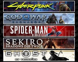 Cyberpunk +Ragnarök +Spider 1 +Sekiro +Tsushima
