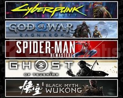Cyberpunk +Ragnarök +Spider 1 +Tsushima +Wukong