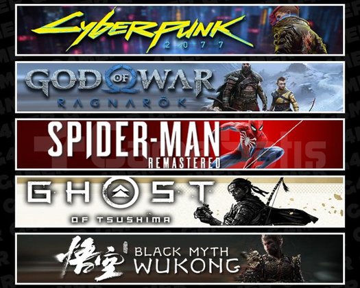 Cyberpunk +Ragnarök +Spider 1 +Tsushima +Wukong