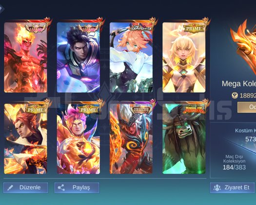 Mega 4 epic baseli 573 kostümlü hesabım satılıktır