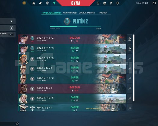 HANDMADE ELLE KASILMIŞ 69LVL PLAT2 RANKEDREADY ACC