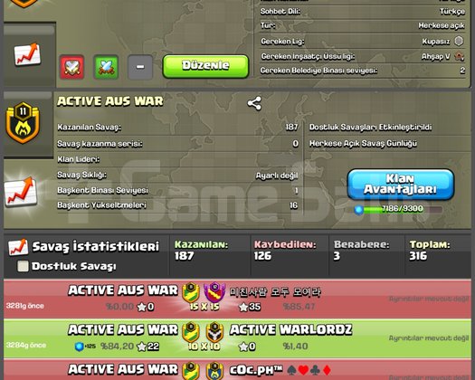 11 LVL KRİSTAL 1 LİGLİ KLAN