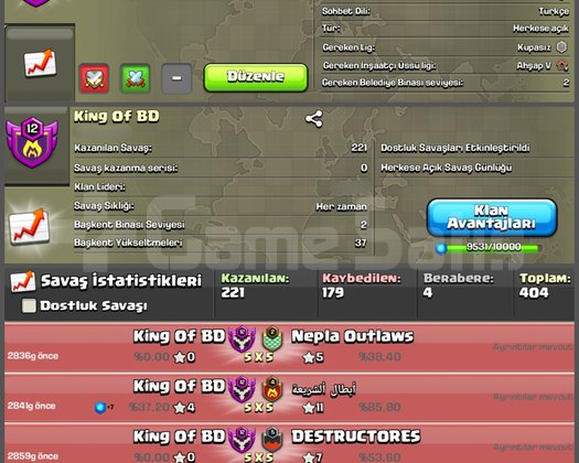 12 LVL KRİSTAL 3 LİGLİ KLAN