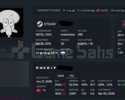 Steam Lv44 | FACEIT 3632 Peak | 13 Madalya