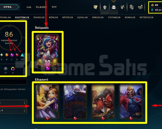 225 LVL + 86 KOSTÜM + 110 HERO + GÜMÜŞ 2 + MAİL!