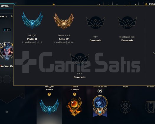 1380 RPli 62WR Dia Elo lobi Plat2 37lvl hesap