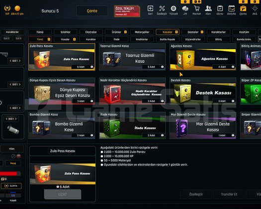 36K Materyalli 55 Seviye Zula Hesabı