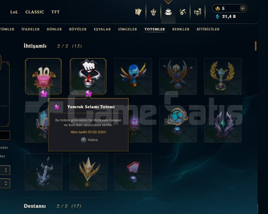12 YILLIK ÖZEL RİOT TOTEMLİ 623 LVL HESAP