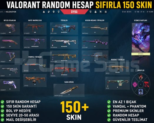TR Sunucu | 0-150 Skin Valorant Random Hesap Öze