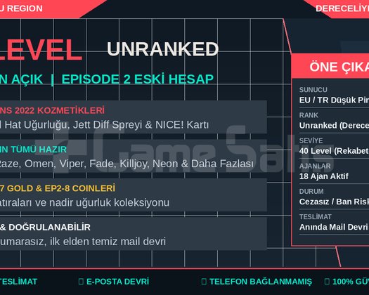 ESKİ HESAP 40 LVL UNRANKED EU | 18 AJAN AÇIK