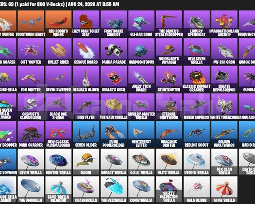 42 skins 15 paid 20700 V-Bucks Lisa