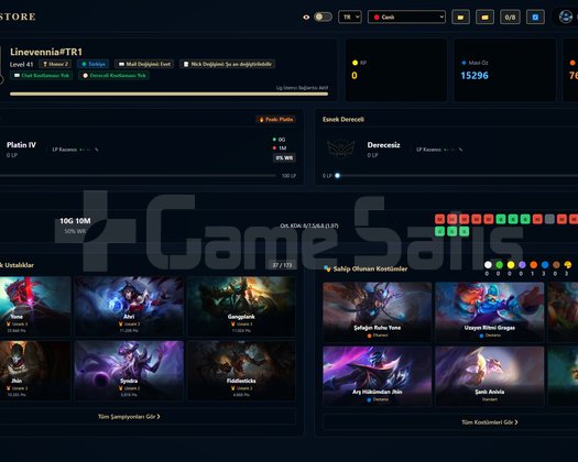 TR / 41 LVL + 7+1 SKİN + Platin 4