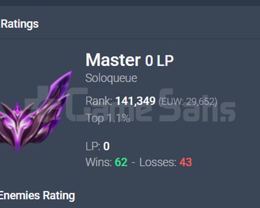 EUW MASTER +30LP 59WR 18 SKİN 33K MÖ