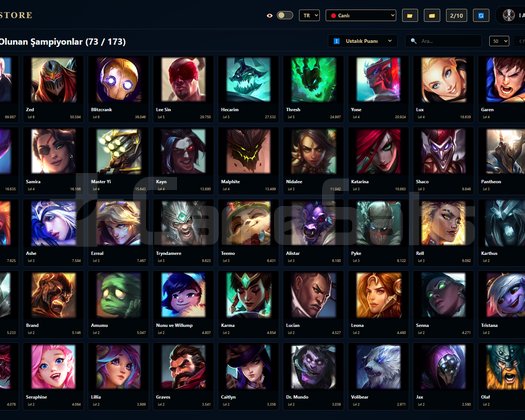 TR / 116 LVL + 25 SKİN + Derecesiz