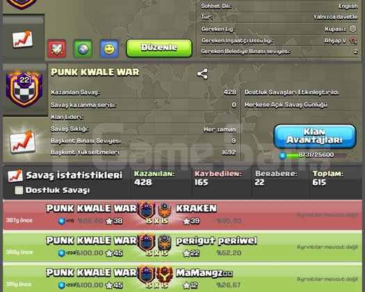 22 LVL ŞAMPİYON 2 LİGLİ KLAM