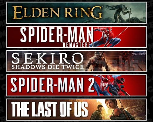 Elden +Spider 1 +Sekiro +Spider 2 +TLOU1