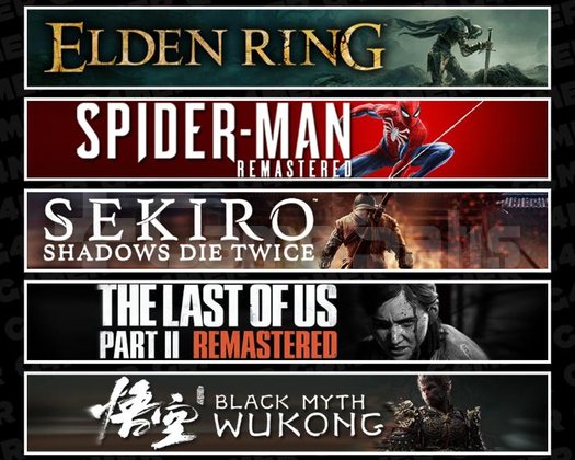 Elden +Spider 1 +Sekiro +TLOU2 +Wukong