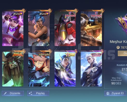 Mobile legends bol kostümlü base efektli hesap