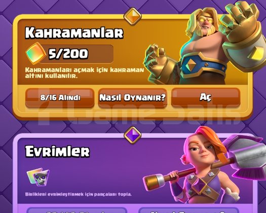 14K kupa 1840 lvl 28 evrim 8 kahraman mevcuttur