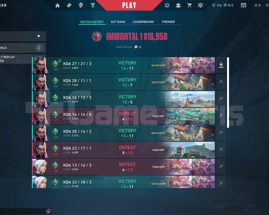 IMMORTAL 1 FRESH YÜKSEK MMRLI HESAP