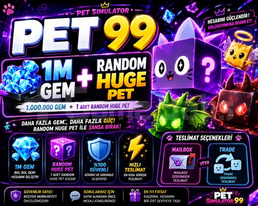PET SİM 99 RANDOM HUGE + 1M GEM en ucuz