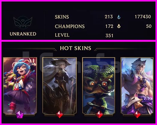 UNRANKED - 351 LVL - 213 SKIN - MAİL TESLİM