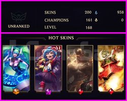UNRANKED - 168 LVL - 200 SKIN - MAİL TESLİM