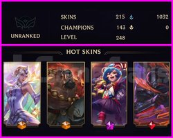 UNRANKED - 248 LVL - 215 SKIN - MAİL TESLİM
