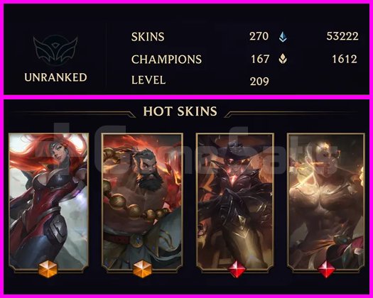 UNRANKED - 209 LVL - 270 SKIN - MAİL TESLİM