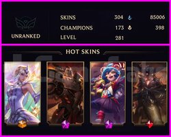 UNRANKED - 281 LVL - 304 SKIN - MAİL TESLİM