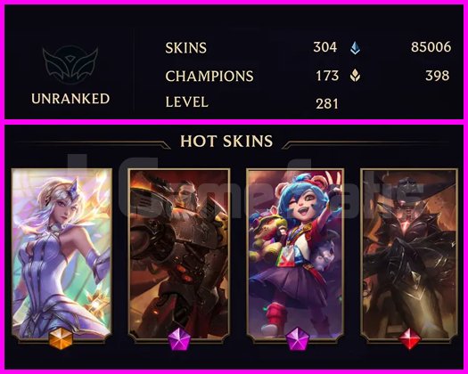 UNRANKED - 281 LVL - 304 SKIN - MAİL TESLİM