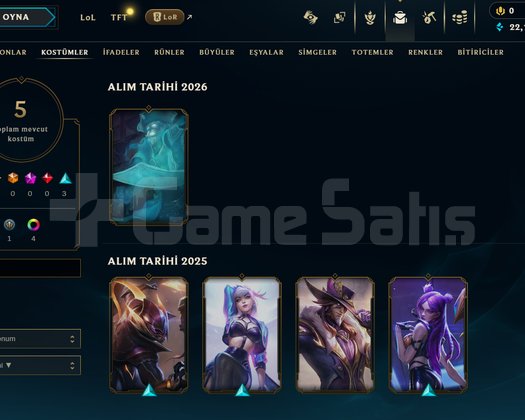 TR Plat 3 | 5 Kostüm - 22K Mö | LoL Hesap